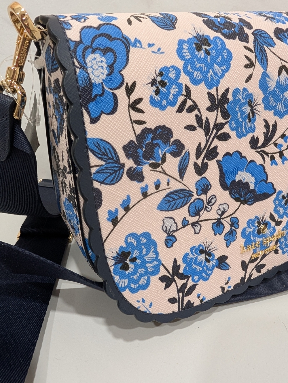 Kate Spade Madison Peacock Floral Printed Saddle Bag Blue Multicolor NWT - Picture 11 of 11